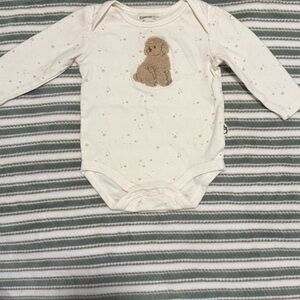 Charming Cream Bodysuit with Puppy Design